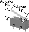Image of Attribute. Front orientation. Contains Annotated. Snap-Acting Switches. Subminiature Wet-Location Snap-Acting Switches, Lever Actuator Style.