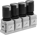 Image of Product. Front orientation. Compressed Air Regulator Manifolds. Compressed Air Regulator Manifolds, Style C.