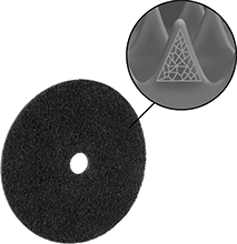 Image of Specification. Precision-Shaped Ceramic Alumina. Front orientation. Contains Inset. 3M Cubitron Series. Arbor Mount, Discs, Surface Conditioning, Fast Cut.