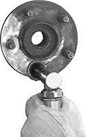 Image of ProductInUse. Front orientation. Sanding Discs. Nylon Mesh Quick-Change Sanding Discs for Threaded Studs.