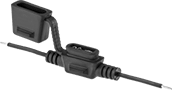 Image of Product. For Standard Blade-Style Fuse with Wire Leads. Front orientation. Fuse Holders. Automotive Inline Fuse Holders, For Standard Fuse Blade Style, Wire Lead Connection, Cover.