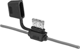 Image of Product. For Standard Blade-Style Fuse with Blown Fuse Indicator and Wire Leads. Front orientation. Fuse Holders. Automotive Inline Fuse Holders, For Standard Fuse Blade Style, Wire Lead Connection, Cover, Blown-Fuse Indicator.