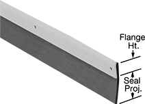 Image of Product. Front orientation. ZoomedIn view. Contains Annotated. Weatherstripping. Bottom-Mount Overhead-Door Weatherstripping, Face Door Mount, Flat Weatherstripping Seal.