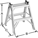 Image of Product. Front orientation. Contains Annotated. Step Stools. Foldable Step Stools, Style 6.