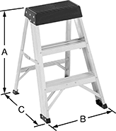 Image of Product. Front orientation. Contains Annotated. Step Stools. Foldable Step Stools, Style 4.