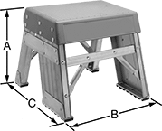 Image of Product. Front orientation. Contains Annotated. Step Stools. Step Stools, Style 4.