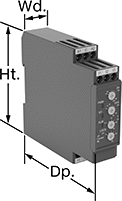 Image of Product. Front orientation. Contains Annotated. Monitoring Relays. Current-Monitoring Relays, Screw Terminals, Knob Adjustment.