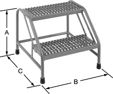 Image of Product. Front orientation. Contains Annotated. Step Stools. Step Stools, Style 2.