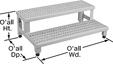 Image of Product. Front orientation. Contains Annotated. Work Platforms. Work Platforms, With 2 Steps, Assembled.