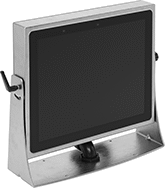 Image of ProductInUse. Installed on Yoke Mount (Sold Separately). Front orientation. Computers. Washdown Touchscreen Computers.