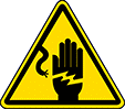 Image of Product. Front orientation. Labels. Electrical Hazard ISO Labels , Electrical Shock Warning Symbol.