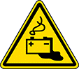 Image of Product. Front orientation. Labels. Electrical Hazard ISO Labels , Battery Charging Hazard Symbol.