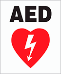 Image of Product. Front orientation. Labels. First-Aid Labels , AED.