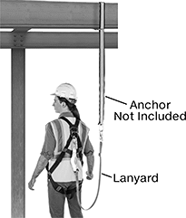 Image of ProductInUse. Back orientation. Contains Annotated. Fall-Arrest Lanyards. Electrical Arc-Flash-Resistant Shock-Absorbing Fall-Arrest Lanyards.