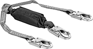 Image of Product. Front orientation. Fall-Arrest Lanyards. Shock-Absorbing Fall-Arrest Lanyards, 2 Anchor End Connections, Webbing.