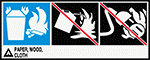Image of Product. Front orientation. Labels. Fire Equipment Labels , A) Paper, Wood, Cloth.