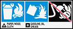 Image of Product. Front orientation. Labels. Fire Equipment Labels , B) Gasoline, Oil, Grease, A) Paper, Wood, Cloth.