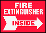 Image of Product. Front orientation. Right Arrow. Fire Equipment Labels , Fire Extinguisher Inside.