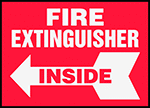 Image of Product. Front orientation. Left Arrow. Fire Equipment Labels , Fire Extinguisher Inside.