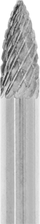 Image of Specification. SG-1. Front orientation. ZoomedIn view. Carbide Bur Set with 1/4" Diameter Shank, 16 Pieces, Double-Cut Tooth.
