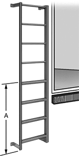 Image of ProductInUse. Front orientation. Contains Annotated. Ladders. Wall-Mount Ladders for Docks.