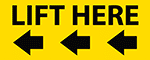 Image of Product. Front orientation. Left Arrow. Safe-Lifting Labels , Lift Here.