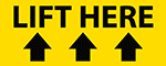 Image of Product. Front orientation. Up Arrow. Safe-Lifting Labels , Lift Here, Horizontal Orientation.