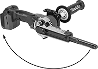 Image of Product. Front orientation. Contains Annotated. Makita. Cordless Narrow-Belt Sanders.