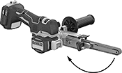 Image of Product. Sander. Front orientation. Contains Annotated. DeWalt. Cordless Narrow-Belt Sanders, Batteries Not Included, Battery Charger Not Included.