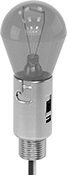 Image of ProductInUse. Socket Shown with Bulb. Front orientation. Light Sockets. Sockets for Bayonet Base Light Bulbs.