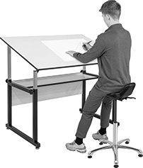 Image of ProductInUse. Style H Shown in Use. Back orientation. Stools. Clean Room Stools , Style H.
