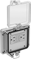 Image of Product. Front orientation. Outlet Boxes. Enclosure-Mount Aluminum Outlet Boxes, Outlet Boxes with GFCI.