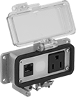 Image of Product. Front orientation. Outlet Boxes. Enclosure-Mount Aluminum Outlet Boxes, With 1 Ethernet Connection.