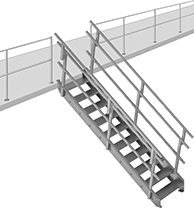 Image of ProductInUse. OSHA Compliant. Front orientation. Stairs. Top-Mount Stairs, OSHA Compliant 29 CFR 1910.29.