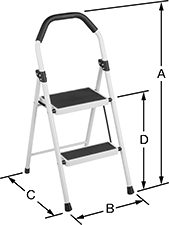 Image of Product. Front orientation. Contains Annotated. Step Stools. Foldable Step Stools, Style 3.