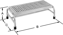 Image of Product. Front orientation. Contains Annotated. Step Stools. Step Stools, Style 3.