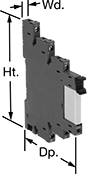 Image of Product. Front orientation. Contains Annotated. Interface Relays. DIN-Rail Mount Interface Relays, 1 Circuit Controlled, With Screw Terminals.