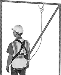 Image of ProductInUse. Back orientation. Fall-Arrest Lanyards. Heat-Resistant Shock-Absorbing Fall-Arrest Lanyards with Anchor.