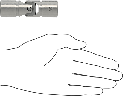 Image of Product. Side1 orientation. Contains SizingReference. Pin-and-Block Single U-Joint, Steel, for 1/2" Diameter x 1" Deep Keyed Shaft.