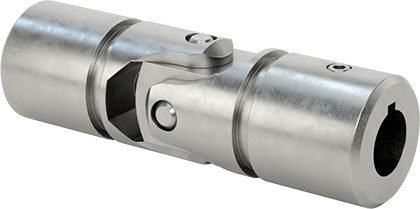 Image of Product. Front orientation. Pin-and-Block Single U-Joint, Steel, for 1/2" Diameter x 1" Deep Keyed Shaft.