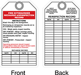 Image of Product. Cable Tie, String, and Wire Tag Holders. Front orientation. Contains Annotated, MultipleImages. Fire Extinguisher Recharge & Reinspection Record. Inspection Record Tags, Package, NFPA 10.
