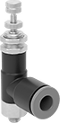 Image of Product. Front orientation. Compressed Air Regulators. Manifold-Mount Compressed Air Regulators, Metric Male Inlet × Push to Connect Female Outlet.