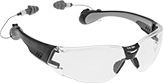 Image of Product. Front orientation. Safety Glasses. Wraparound Safety Glasses with Earplugs, Style A.