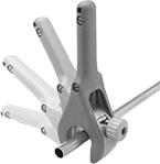 Image of ProductInUse. Front orientation. Pipe, Tube, and Hose Cutters. Ratcheting Metal Tube and Conduit Cutters for Tight Spots.