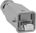Image of Product. Front orientation. RJ45 Connectors. Latching Washdown RJ45 Connectors, Plugs.