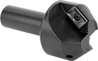 Image of Product. End Mill Body Shown with Inserts (Sold Separately). Front orientation. End Mill Insert Holders. Replaceable Carbide-Insert Chamfer End Mill Holders.