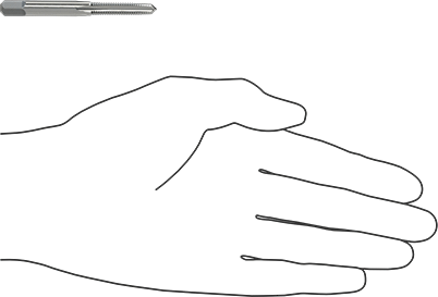 Image of Product. Side1 orientation. Contains SizingReference. Uncoated High-Speed Steel Tap, Taper Chamfer, M6 x 1 mm Thread, 1" Thread Length.