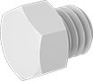 Image of Product. Male Hex Body. Front orientation. Pipe and Fittings. Plastic Pipe Fittings for Oil, External-Hex-Drive Plugs, Threaded Fitting Connection, Male, Hex Body.