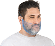 Image of ProductInUse. Front orientation. Hair Covers. Beard Covers , Mesh, Metal Detectable.