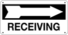 Image of Product. Front orientation. Signs. Directional Department and Room Signs, Receiving with Arrow (English), Right Arrow.